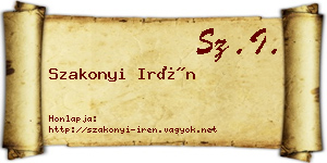 Szakonyi Irén névjegykártya