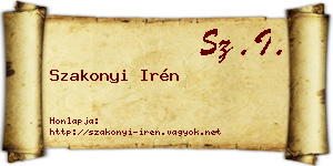 Szakonyi Irén névjegykártya